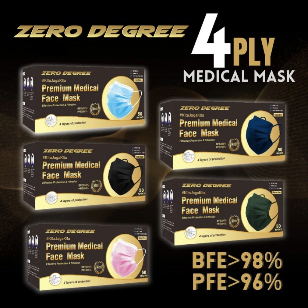 Medical Face Mask 4ply 50pcs ZERO DEGREE Medical Face Mask 4ply 50pcs