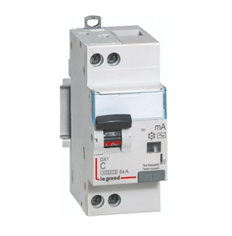 Legrand RCD Switch, 20A Current Rating, 1P+N Poles, 30mA Trip Sensitivity, Type C, DX Range
