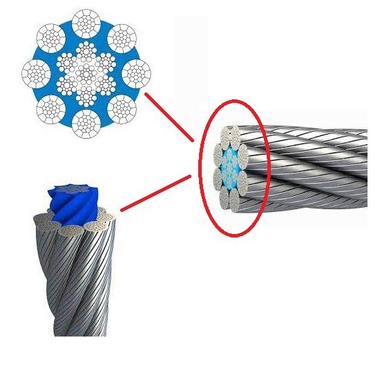 OEM 20mm DIA WIRE ROPE FOR CRANE USE HYFIL K8 (GALVANIZED) 8 X K26(WS)+EPIWRC [60m]