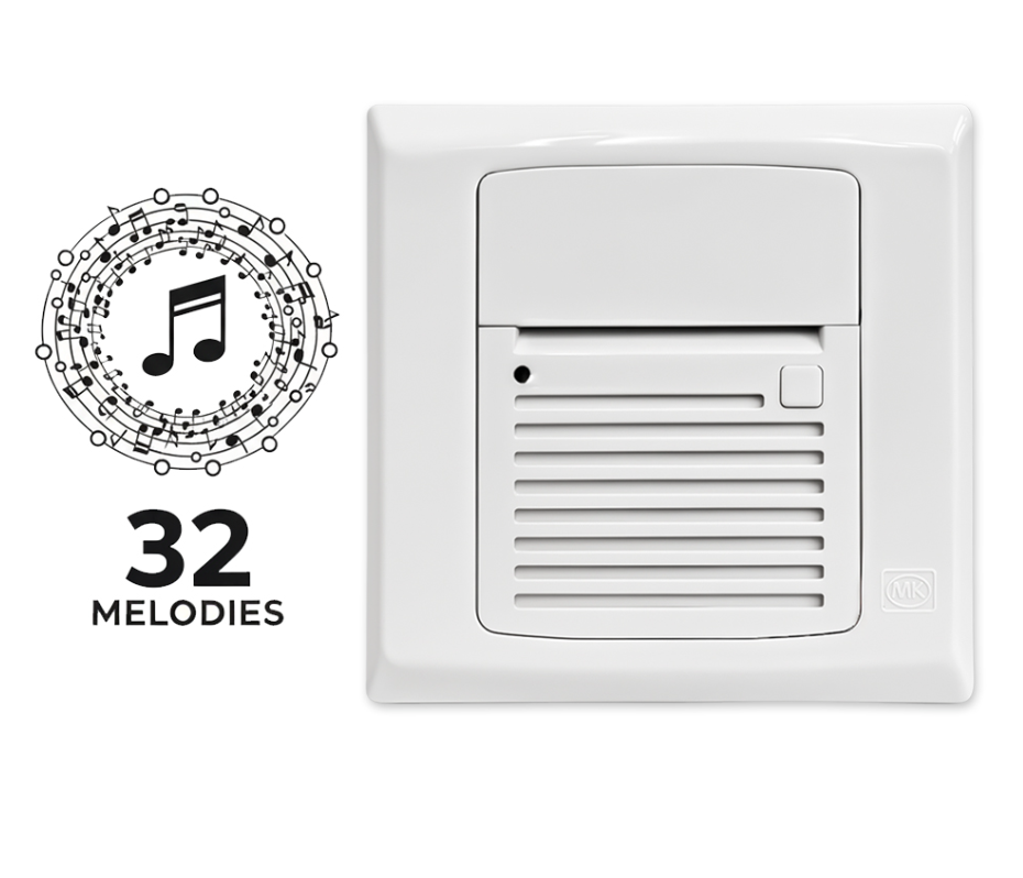 MK HONEYWELL WIRED OR AAA BATTERY MELODY DOOR CHIME S4338XWHI