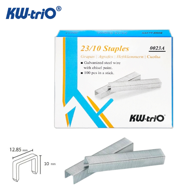 KW-TRIO 023A 23/10 HEAVY DUTY STAPLER 23/10 STAPLES (10mm) - 1000pcs (Staples, KW Staples, Heavy Duty Staples, Bullets)