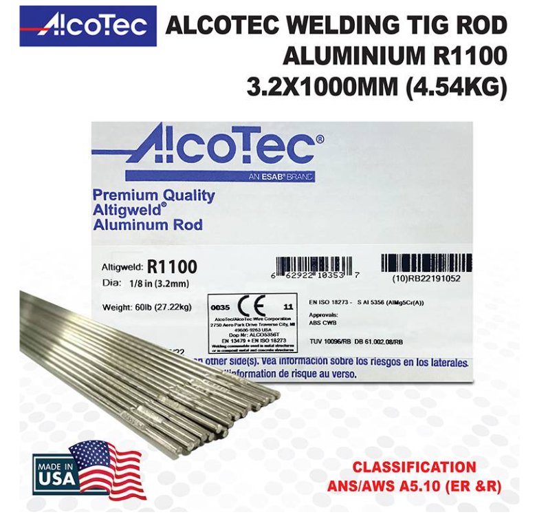 RIGHTWELL ALCOTEC R1100 ALUMINUM TIG WELDING ROD 3.2MM (4.54KG)