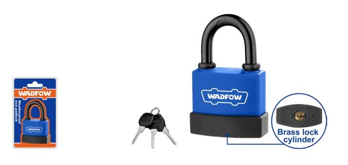 WADFOW WEATHERPROOF IRON PADLOCK (45MM/55MM, 321G/542G) ENCASED IN WATERPROOF RUBBER & PVC CASE, COMES W/ 3 PCS IRON KEYS WPD9445 / WPD9455