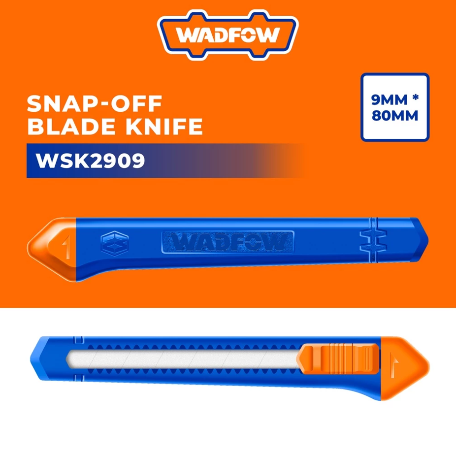 WADFOW SNAP-OFF BLADE KNIFE WITH FLAT PUSH LOCK BUTTON BLADE SIZE (9MM X 80MM) (WSK2909)