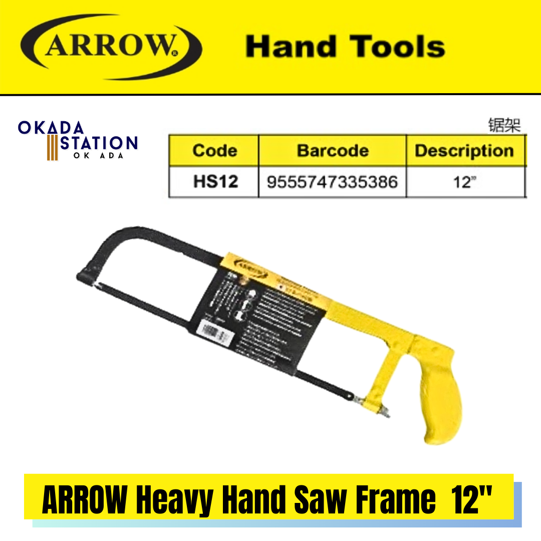 ARROW Heavy Hand Saw Frame 12" (HS12) / Heavy Duty Hand Saw / Tree Pruning Saw Frame / Hand Saw / Heavy Duty / Saw / Hand Tools Accessories / Frame Only / Cutting Tools / 12" / HS12