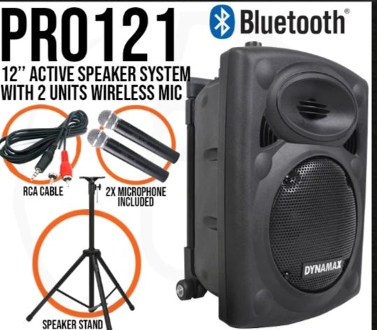 DYNAMAX Ocha Dynamax PRO121C 12" Active Speaker with USB, Bluetooth and 2 x Handheld Microphone - Free delivery