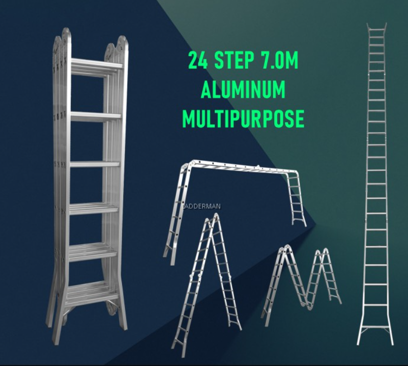 WB70 24 STEP MULTIPURPOSE ALUMINIUM LADDER WIDER BASE