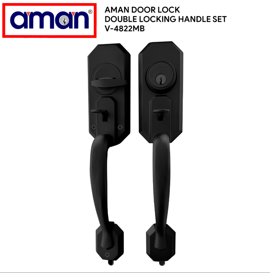 AMAN DOUBLE LOCKING HANDLESET ENTRANCE LOCKSET V-4822MB