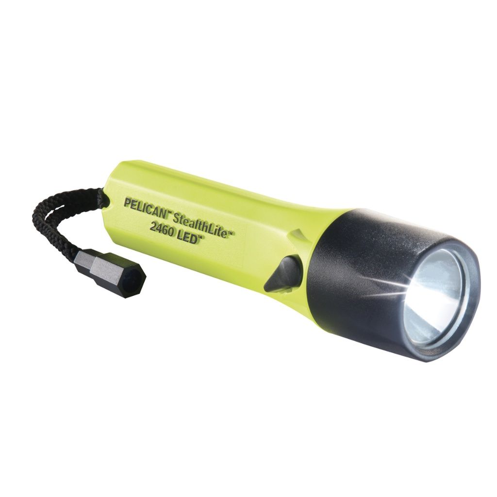 PELICAN 2460C LED Flashlight Rechargeable Yellow, 4AA Cells, Ex-Proof