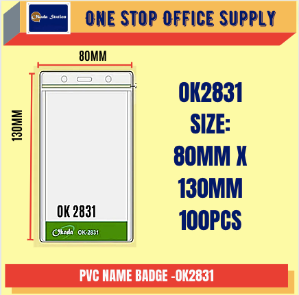 OKADA Name Badge 80mm x 130mm 100 pieces / OK2831 /Name Badge /80mm x 130mm /PVC Name Badge