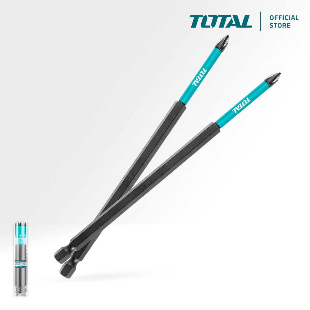 TOTAL IMPACT SCREWDRIVER BITS PH2 FOR POCKET HOLE SCREWS S2 STEEL (200MM-250MM/10 PCS) TACIM16PH283/TACIM16PH2103