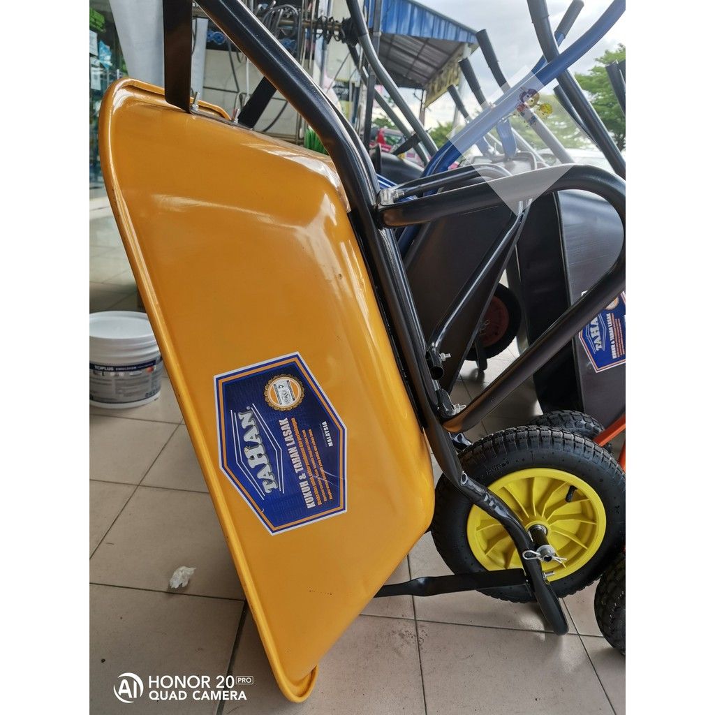 OEM *ORIGINAL(BRAND TAHAN) SUPER HEAVY DUTY STEEL WHEEL BARROW (YELLOW) /KERETA SORONG