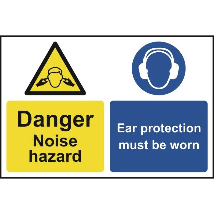 OEM Ear Protectors Must Be Worn in This Area Hazard Warning Sign (English)