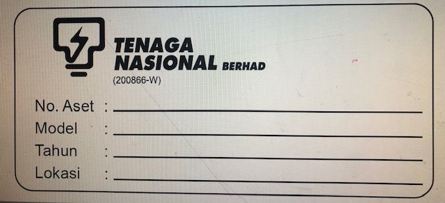 N/A Sticker Label Aset TNB