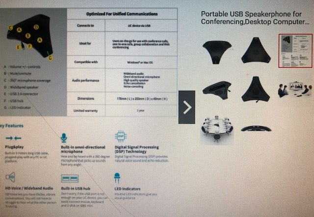 QS Portable USB Speakerphone for Conferencing