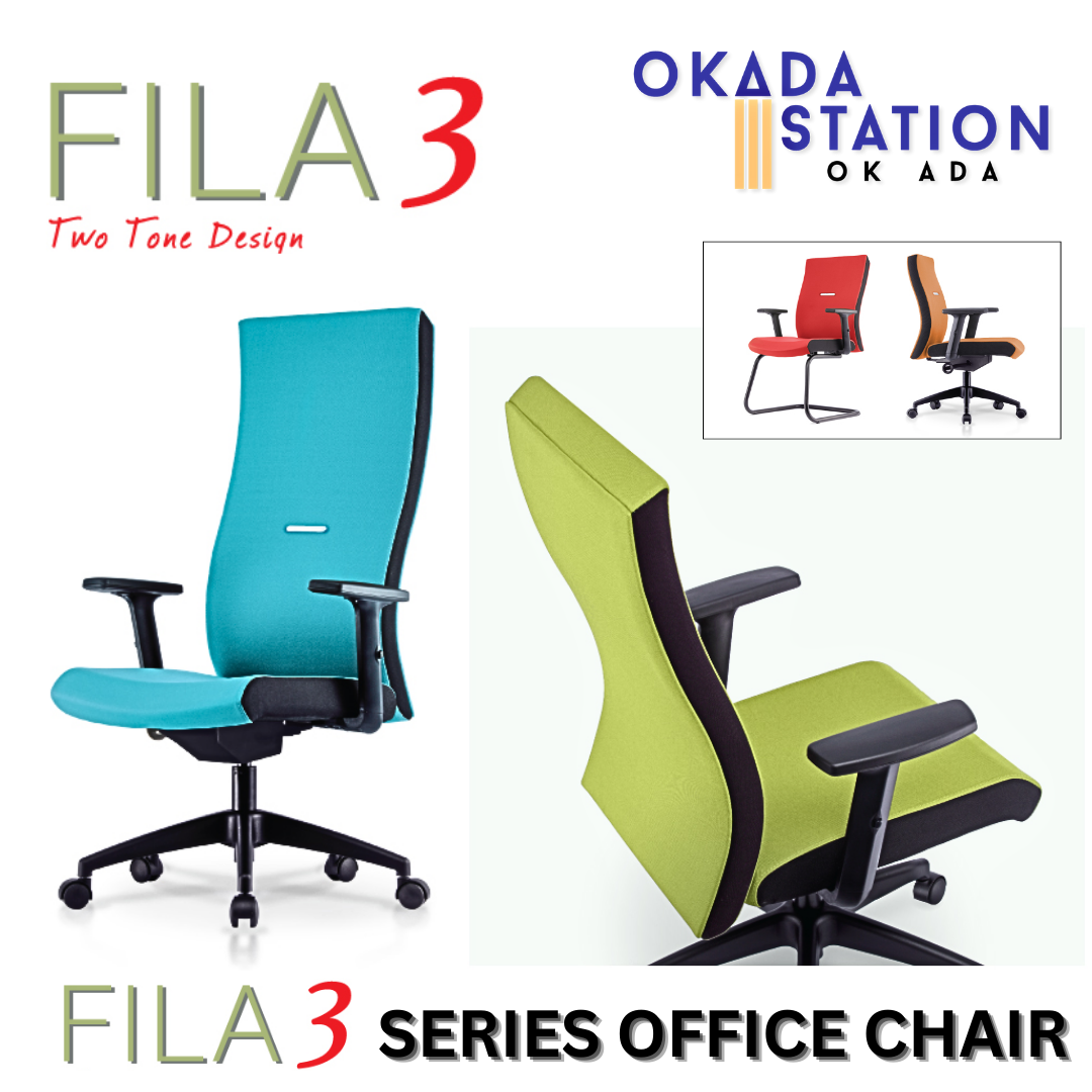 CLASSIC CHAIR FILA 3 ERGONOMIC OFFICE EXECUTIVE CHAIR WITH NYLON LEG - ALL SIZE (FABRIC) / CLASSIC CHAIR / EXECUTIVE SERIES / FILA 3 SERIES / ERGONOMIC OFFICE CHAIR / EXECUTIVE CHAIR / ERGONOMIC EXECUTIVE CHAIR / OFFICE CHAIR / CHAIR / FILA 3