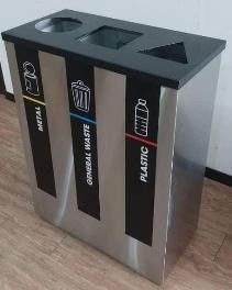 TOP 3 in 1 Recycle Bin Powder coating: Black