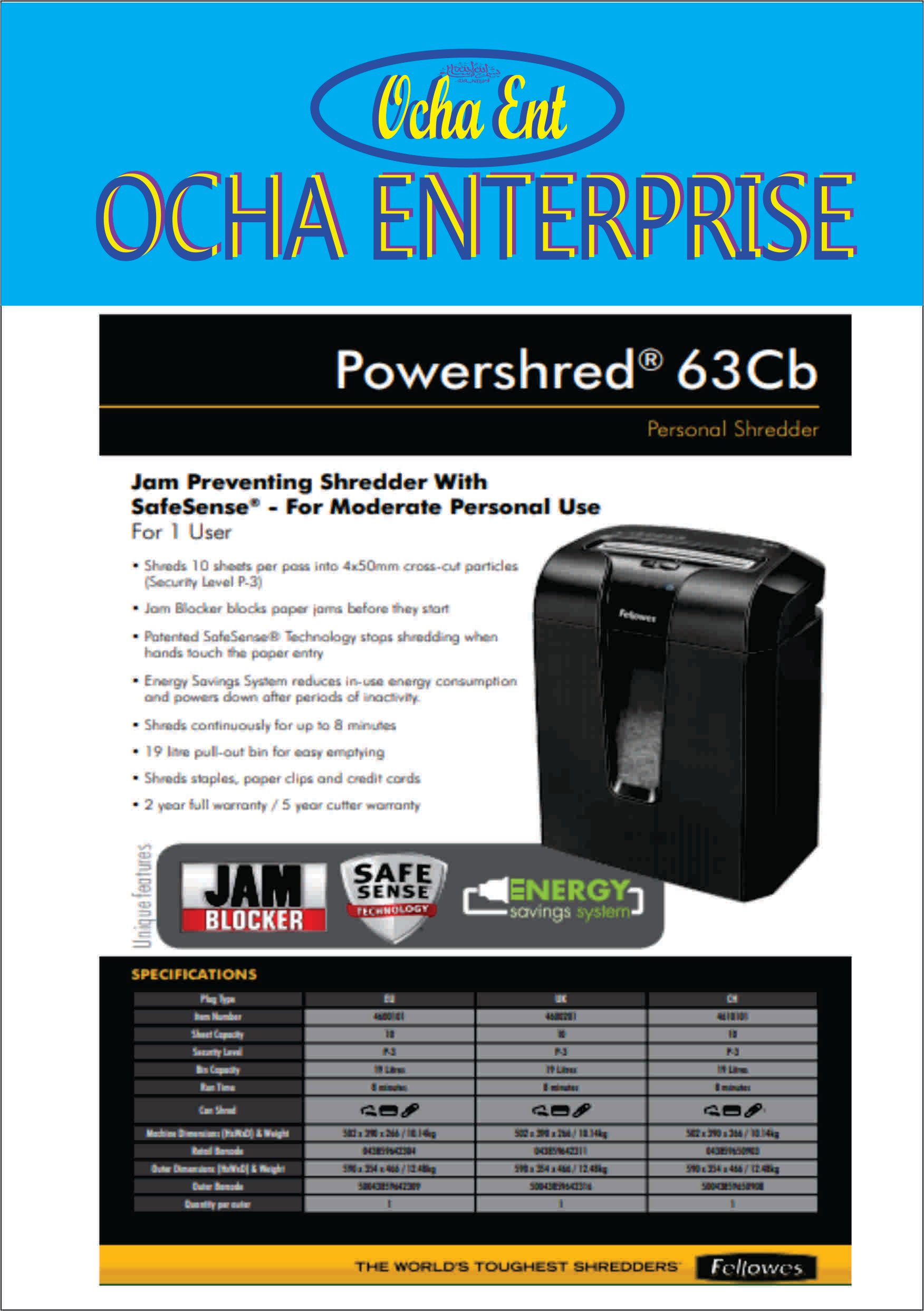 Fellowes Powershred 63Cb Cross Cut Paper Shredder