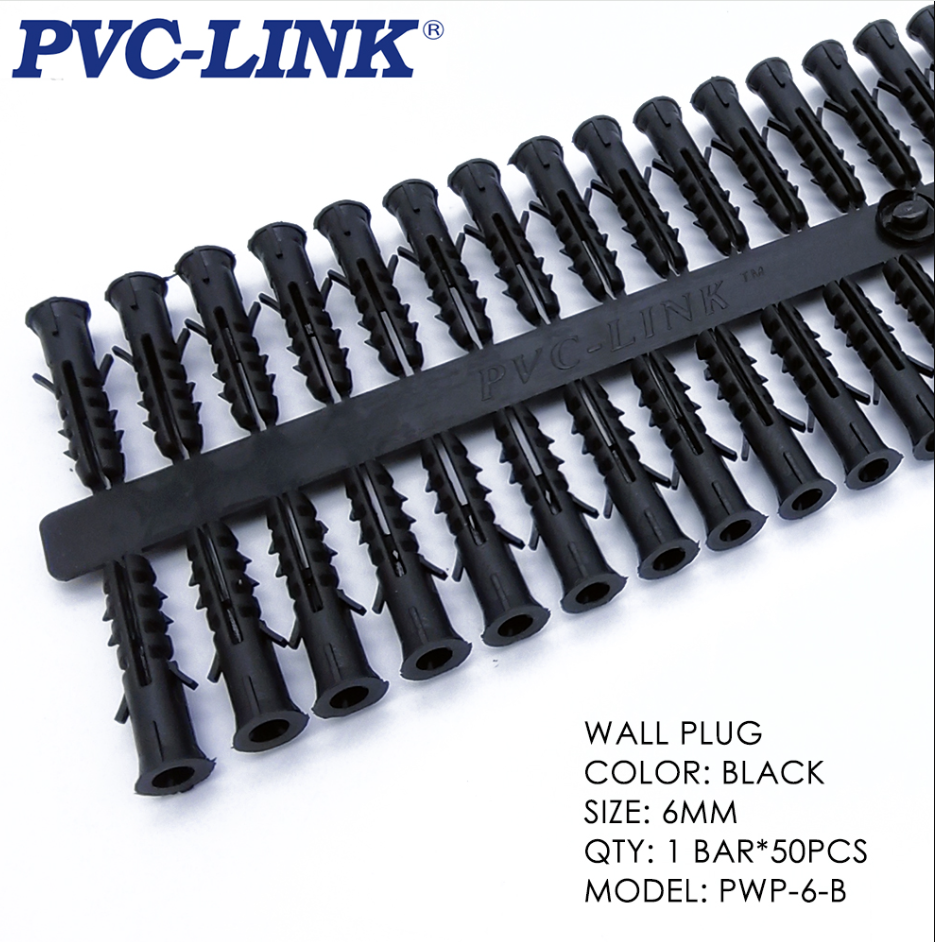 PVC-LINK - 6MM WALL PLUG (BLACK) (PWP6-B)