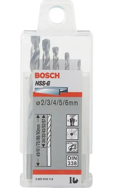 BOSCH 5units HSS Metal drill bit sets  2mm - 6mm