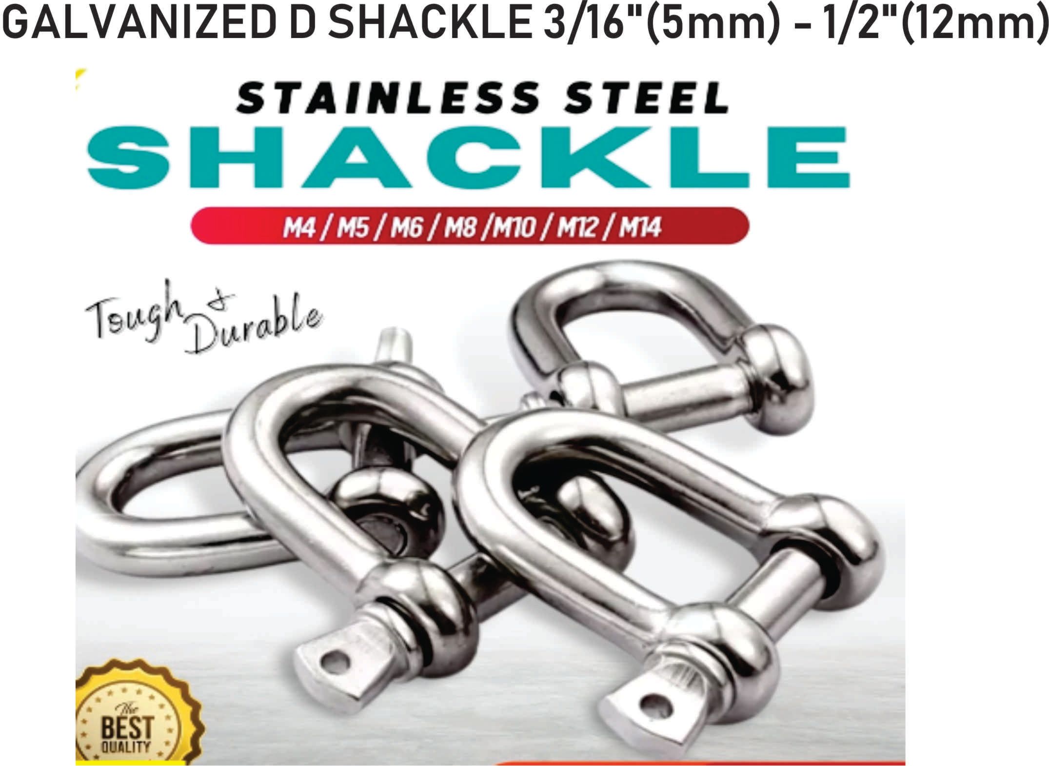 Stainless Steel 304 U shaped Shackle Hook Screw Pin Bow Shackle SS304- M4 M5 M6 M8 M10 M12 M14 FREE DELIVERY