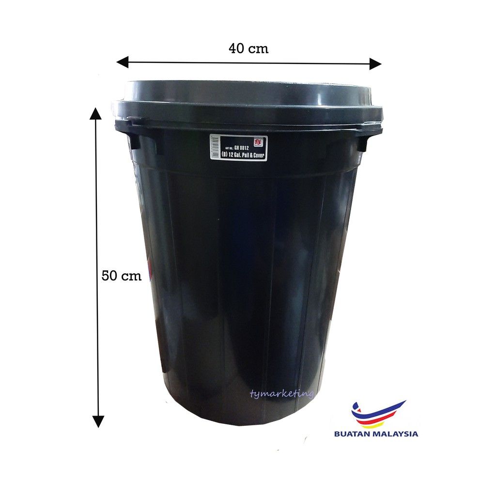 QS Tong Sampah Besar Hitam 12 Gallon