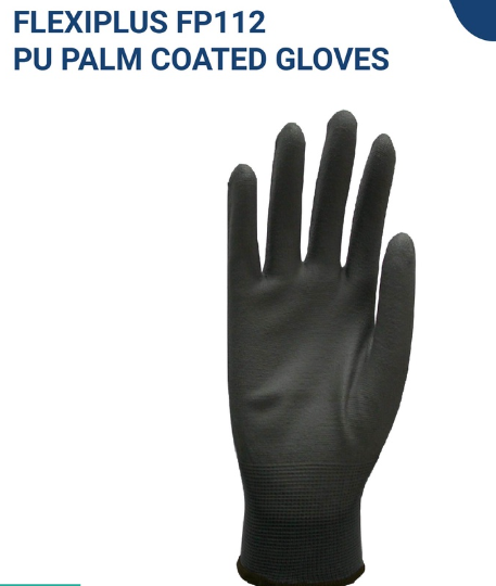 SAFETYWARE FLEXIPLUS FP112 POLYURETHANE (PU) PALM COATED GLOVES I MECHANIC USE GLOVE I HAND PROTECTION