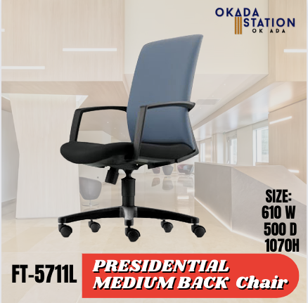 NX FITS PRESIDENTIAL ERGONOMIC MEDIUM BACK CHAIR -FABRIC / OFFICE CHAIR / FITS / KERUSI / MEDIUM BACK CHAIR / ERGONOMIC OFFICE CHAIR / ERGONOMIC FABRIC CHAIR
