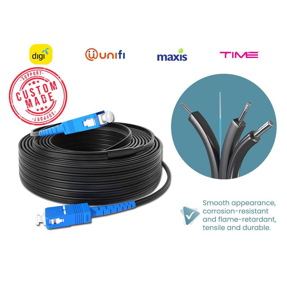 FTTH FIBER OPTIC 1CORE DROP CABLE SINGLEMODE CABLE FOR UNIFI MAXIS DIGI TIME