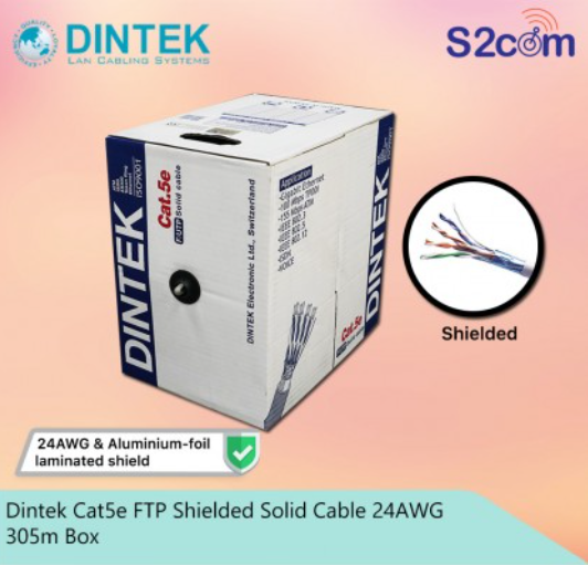 Dintek Cat5e FTP Shielded Solid Cable 24AWG 305m Box