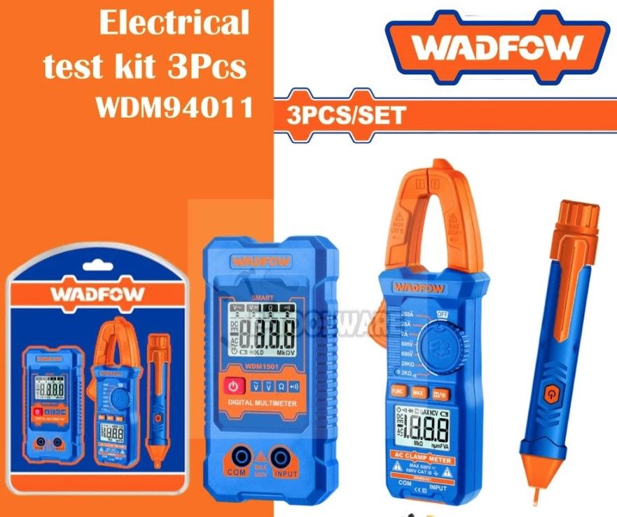 WADFOW 3PCS ELECTRIC TEST KIT WDM94011 DIGITAL MULTIMETER / DIGITAL AC CLAMP METER
