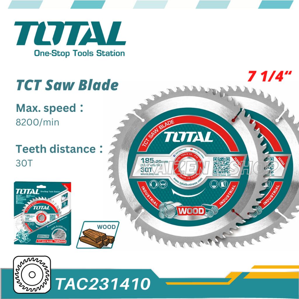 TOTAL TAC231410 TCT SAW BLADE 7 1/4" 30T ( FOR MODEL : TS11418526 TS11218576 )