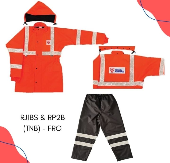 RAINCOAT SUIT (TNB) RJBS @ RP2B - FRO WITH PANT & REFLECTOR LOGO AND WORDING- ORDER TO MAKE
