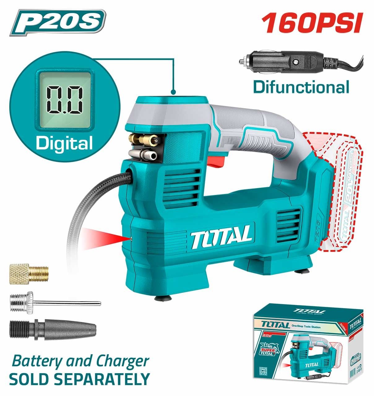 TOTAL TACLI2012 Li-ion Cordless Auto Air Compressor