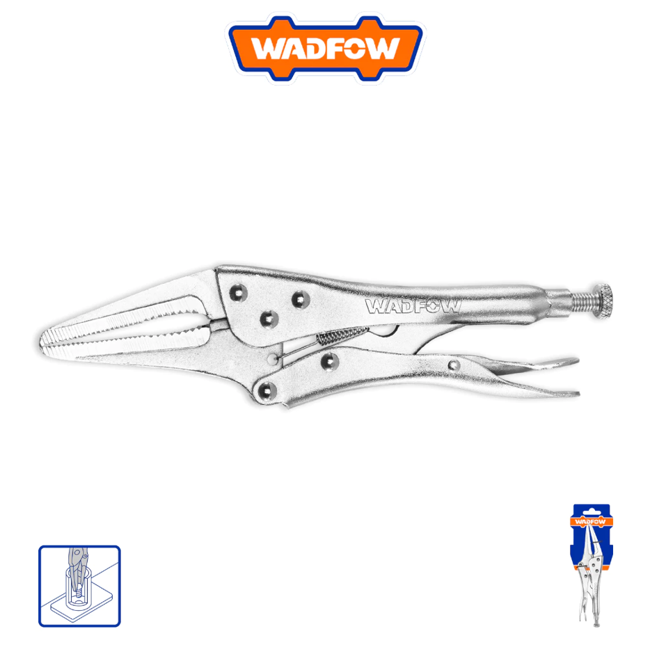 WADFOW LONG NOSE LOCKING PLIERS (9") RANGE: 0-67MM NICKEL PLATED CARBON STEEL (WLP3C09)