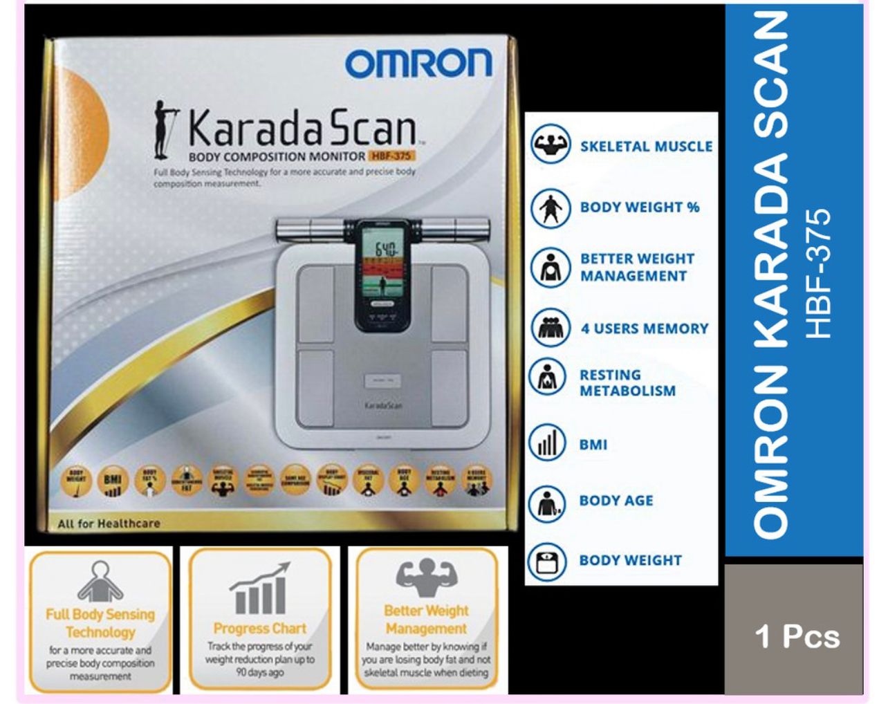 OMRON HBF-375 Body Composition Malaysia Warranty Karada Scan digital weight scale
