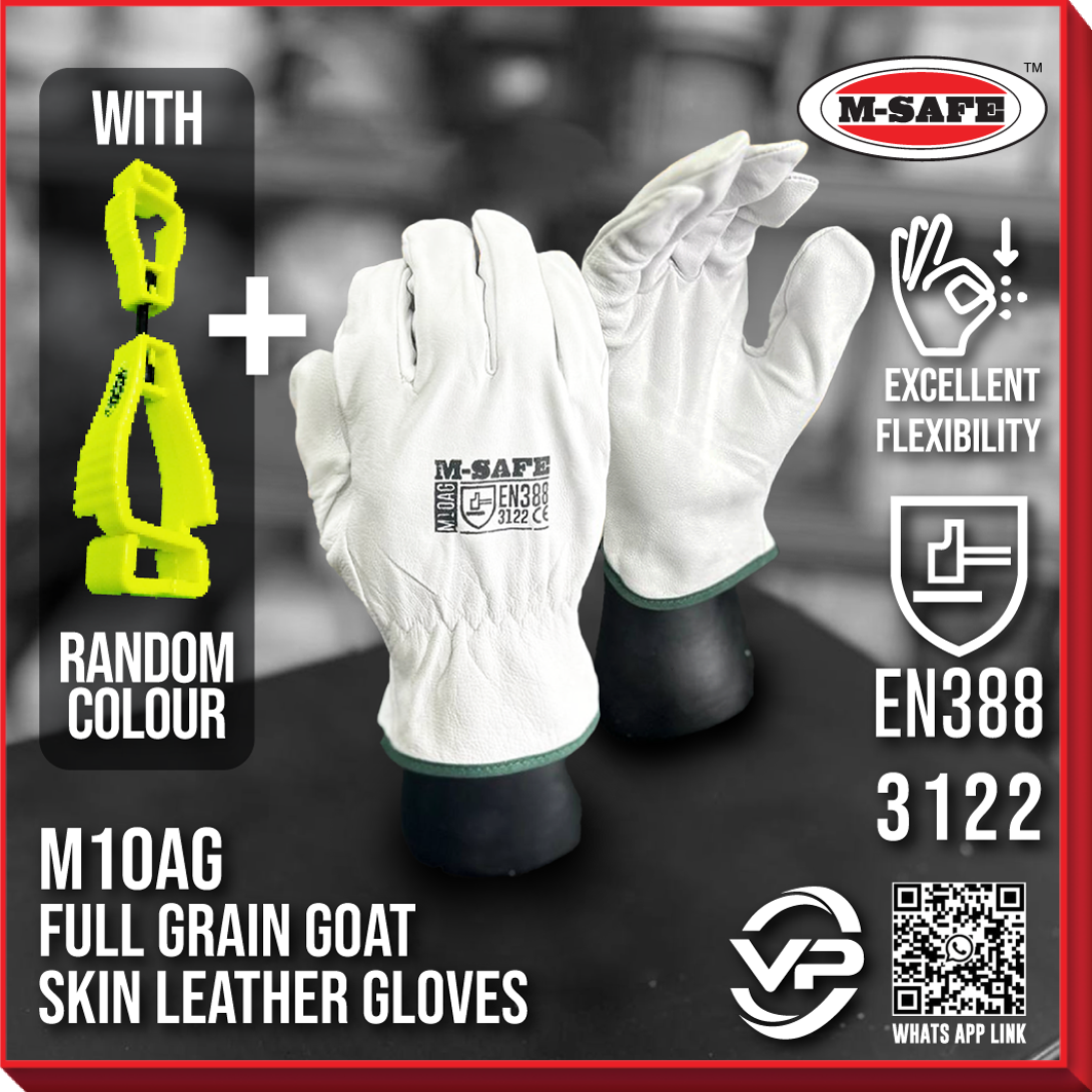 M-SAFE FULL M10AG GRAIN GOAT SOFT SKIN LEATHER GLOVES AGRON WHITE WELDING GLOVE FITTER RIGGER SARUNG TANGAN KULIT LEMBUT VPRO VPRO-GLOVE