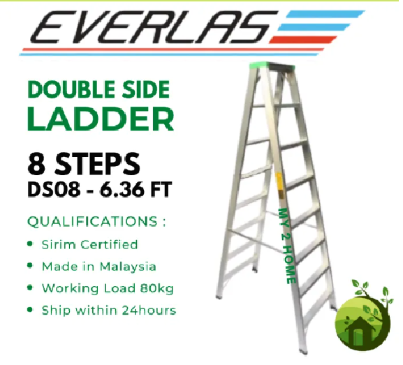EVERLAST ALUMINIUM DOUBLE SIDED LADDER 8 STEPS EVERLAS HOUSEHOLD STEP LADDER TANGGA DOUBLE SIDE ALUMINIUM STAIR