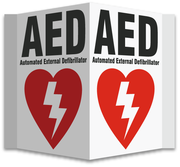 DuraSign AED SIGN-3WAY- PVC TRIANGLE SIGNAGE