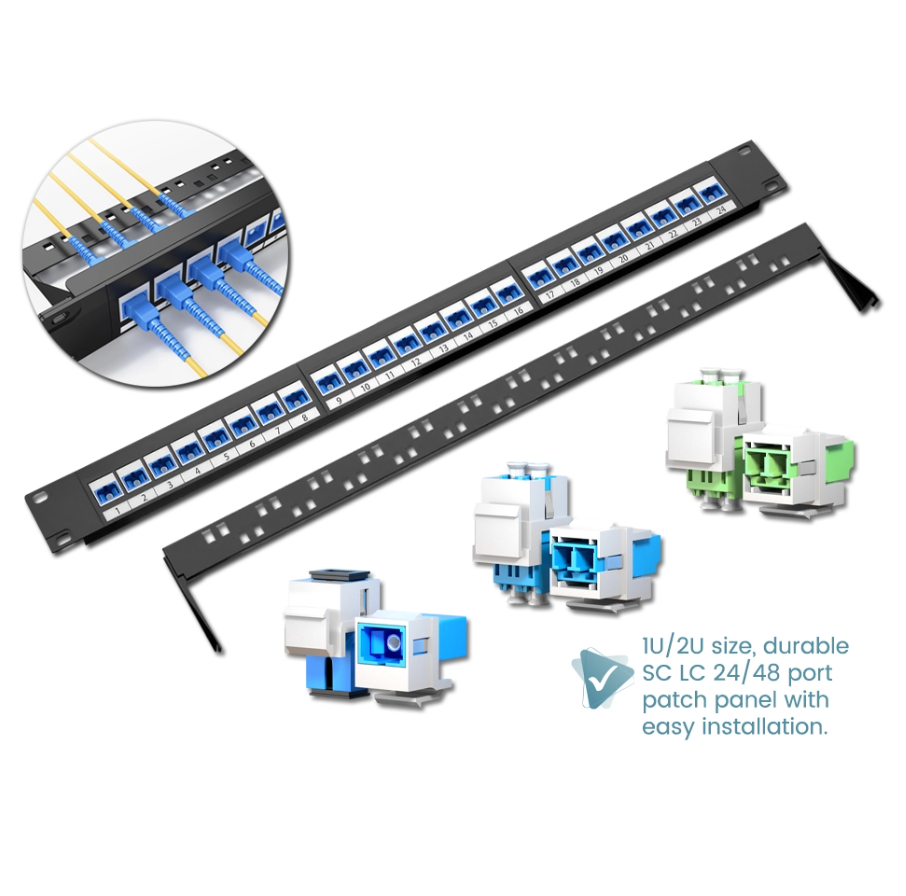 SC LC UPC/APC 24/48 PORTS SINGLEMODE FIBER OPTIC PATCH PANEL