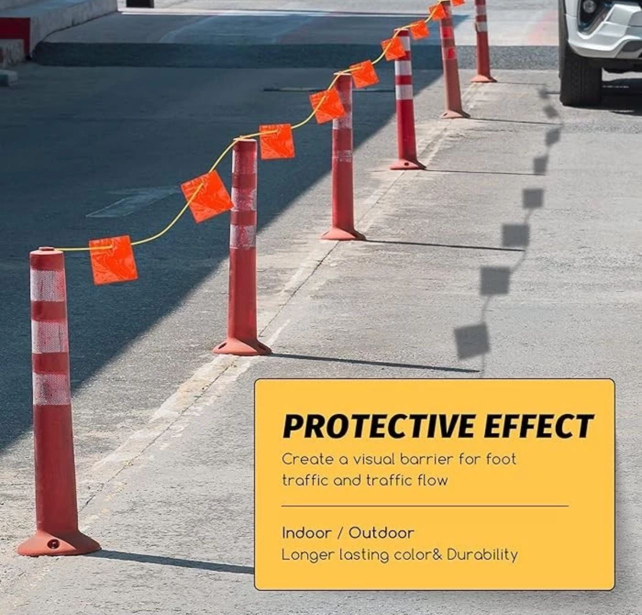String Rope Safety Reflective Delineator String Rope Barrier Bright Warning Flag Roadside Work Tali Pemantul Cahaya