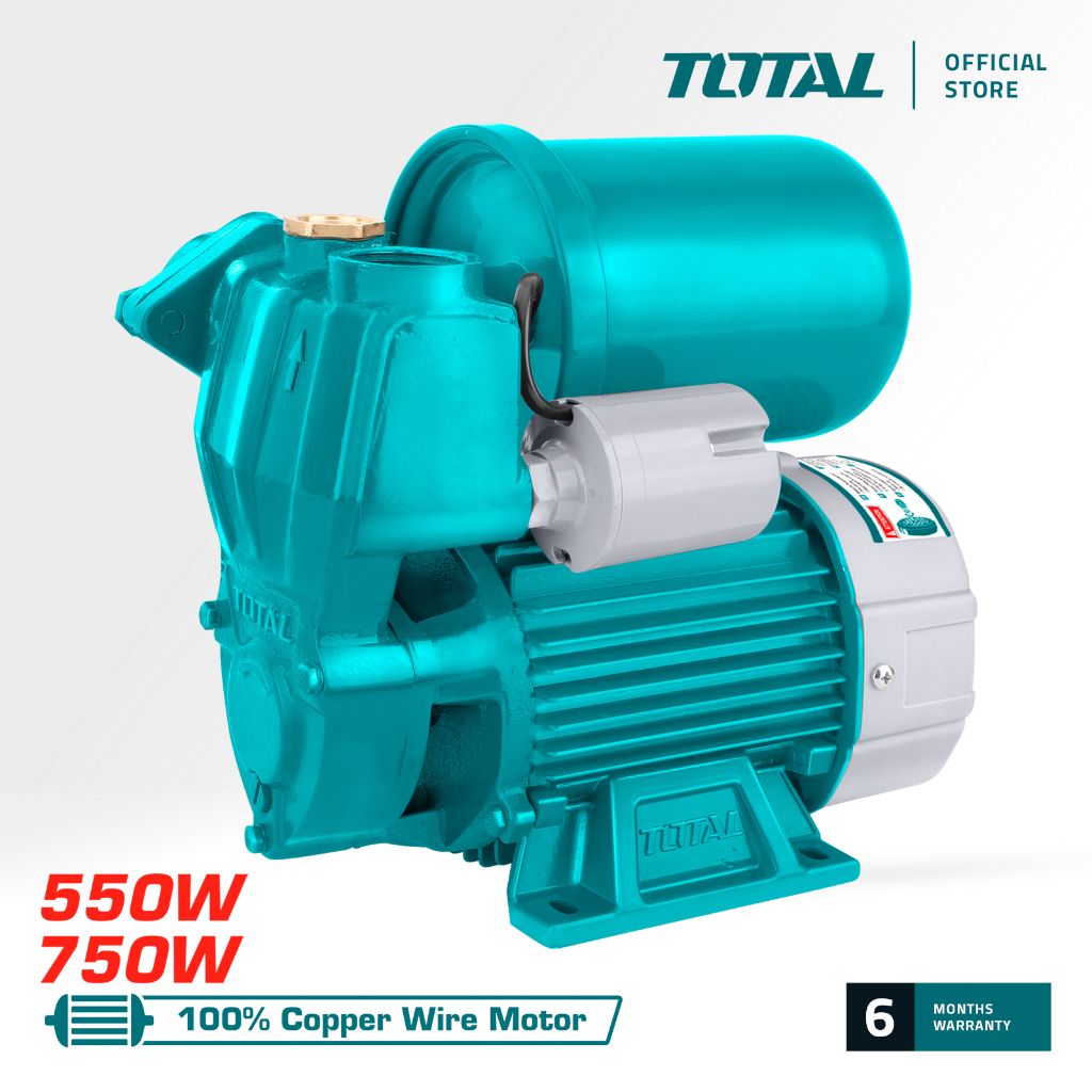 TOTAL AUTOMATIC SELF-PRIMING PERIPHERAL PUMP COPPER WIRE MOTOR WITH PRESSURE SWITCH + TANK (2L) TWP95506/TWP97506
