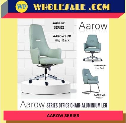 CLASSIC CHAIR AAROW ERGONOMIC OFFICE CHAIR - ALL SIZE / CHROME SERIES / OFFICE CONFERENCE CHAIR / OFFICE SWIVEL CHAIR / EXECUTIVE CHAIR / DIRECTOR CHAIR / OFFICE CHAIR / ALUMINIUM BASE / FABRIC / PU LEATHER / AAROW