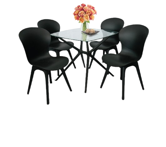 WOS SQUARE GLASS CAFE TABLE/ CAFE TABLE/ 4 IN 1 TABLE/ DISCUSSION CHAIR/DISCUSSION TABLE/CAFE CHAIR