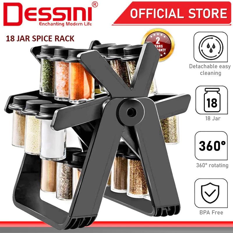 DESSINI Italy 18 In 1 Rotating Spice Tower Rack