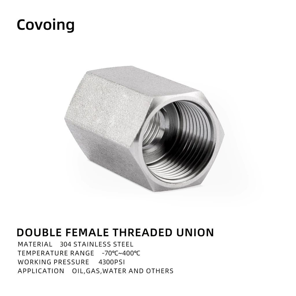 Covoing 304 Stainless Steel Double Female Threaded Union Hexagonal Adapter G / M thread