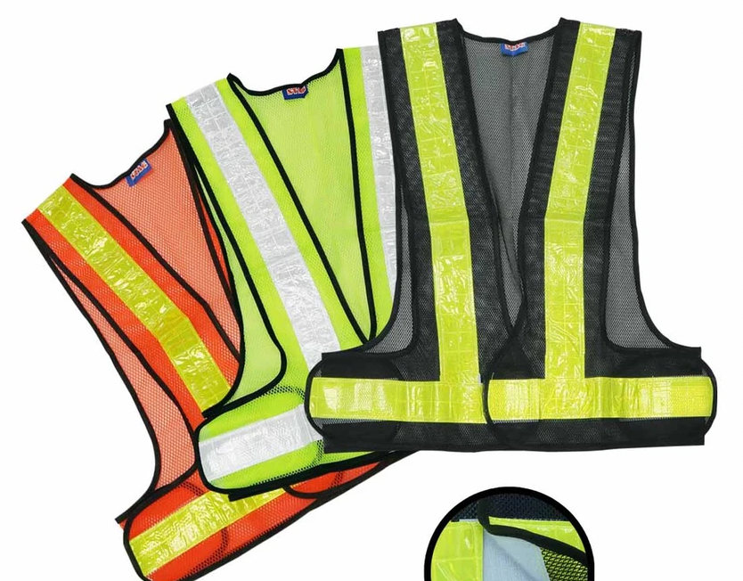 Safety Vest With V-Shape High Reflective Stripe Fabric Yellow / Baju Keselamatan Pantul Cahaya V