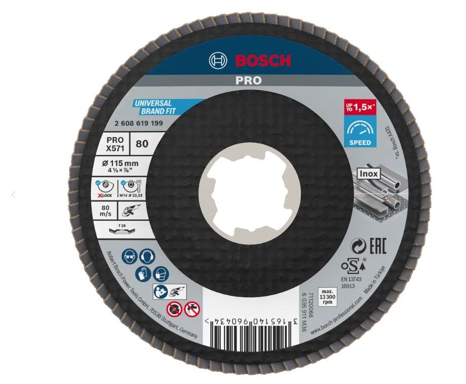 BOSCH PRO X571 FLAP DISC, ANGLED, 125 MM, G120, X-LOCK (2608619204)