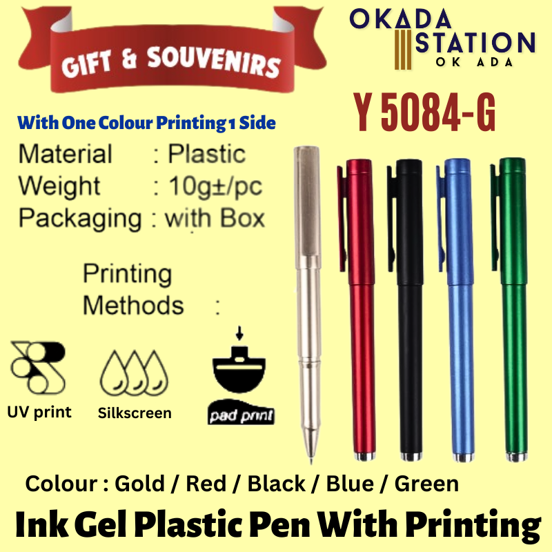 Okada GIFT & SOUVENIRS: Y 5084-G INK GEL PLASTIC PEN WITH PRINTING LOGO
