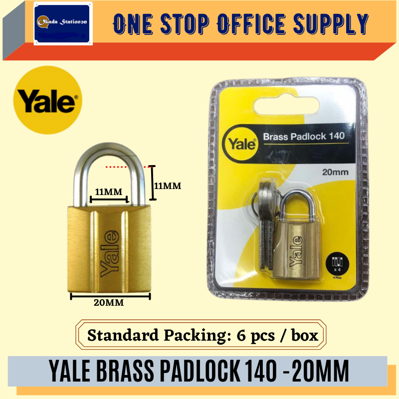 YALE BRASS PADLOCK V140 - 20MM /Yale /Padlock /Brass Padlock/V140 /20mm /Heavy Duty Padlock /Yale Padlock /Yale Brass Padlock